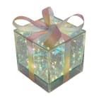 GIOCOPLAST NATALE - PACCO REGALO VETRO CRYSTAL DESIGN 12 CM CON GOCCE DI LED A BATTERIE