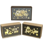 GIOCOPLAST NATALE - QUADRETTO IN VETRO CON SCRITTA E LUCE LED A BATTERIA, 12x18x5 cm, MOD.ASS.