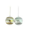GIOCOPLAST NATALE - SFERA VETRO DEC. PAESAGGIO, D.80, ASS. ORO-ARG.