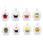 GIOCOPLAST NATALE - AMPOLLINA VETRO CM.7 C/CUPCAKE, 8 SOGG. ASS., IN EXPO DA 24PZ.