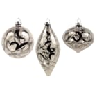 GIOCOPLAST NATALE - SFERA VETRO D.80 BRUNITA DEC. SPIRALE ARG., 3 FORME ASS., IN DISPLAY DA 12PZ.