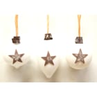 GIOCOPLAST NATALE - SFERA VETRO BIANCA DECORO STELLA CM 8, 3FORME ASS