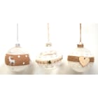 GIOCOPLAST NATALE - SFERA VETRO CM 8 DECORO NATURA, 3 ASS
