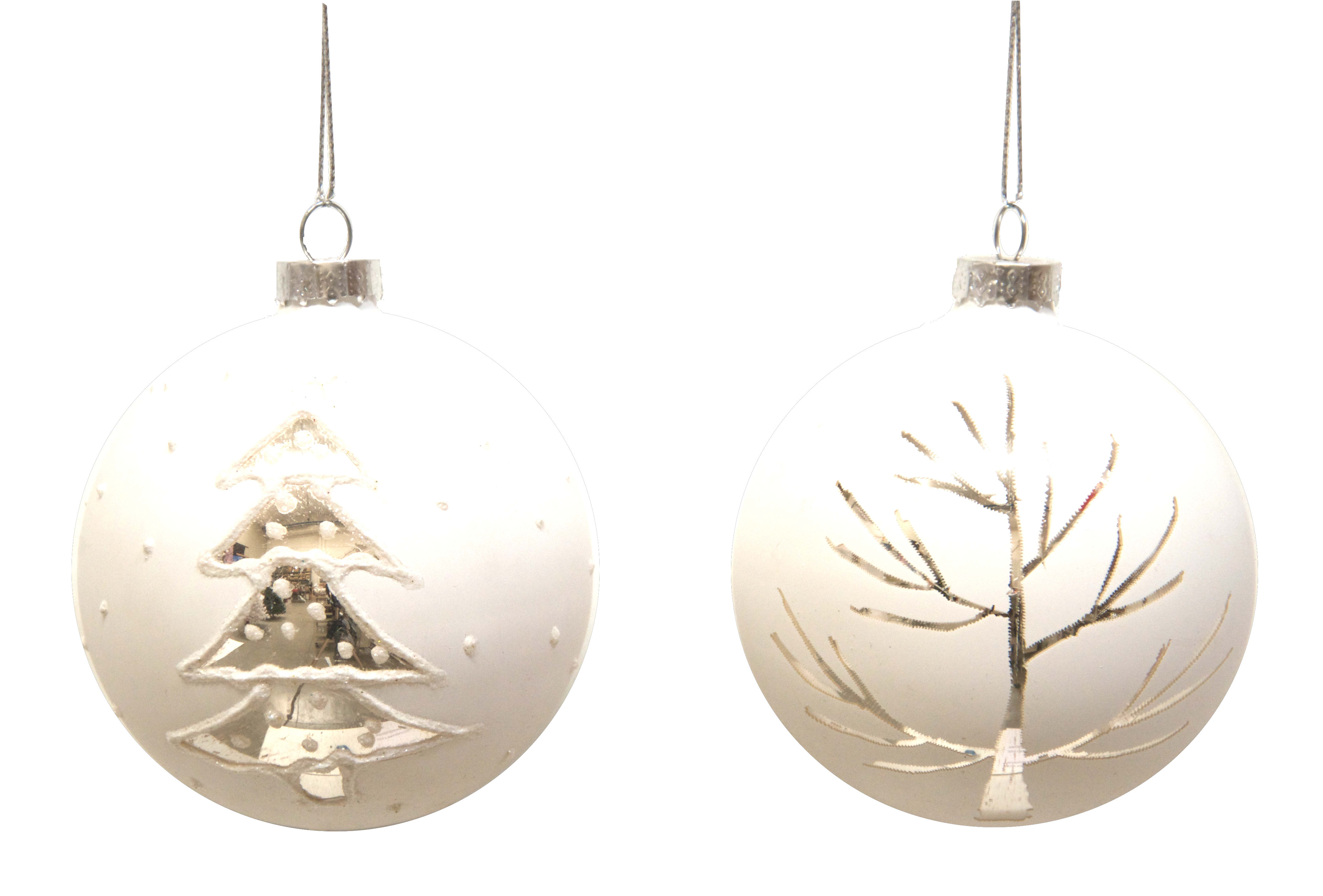 GIOCOPLAST NATALE - SFERA VETRO BIANCA CM 8, 2 DEC ASS