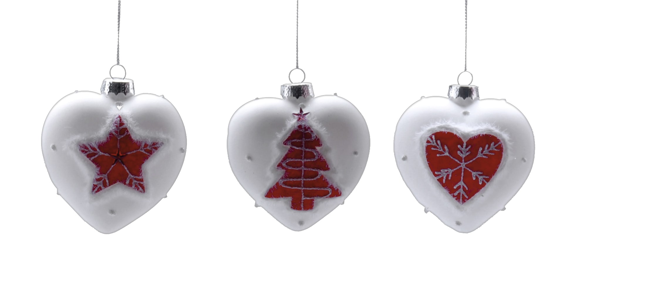 GIOCOPLAST NATALE - SFERA VETRO D.80 BIANCA-ROSSA DEC RILIEVO FROST - 3 ASS
