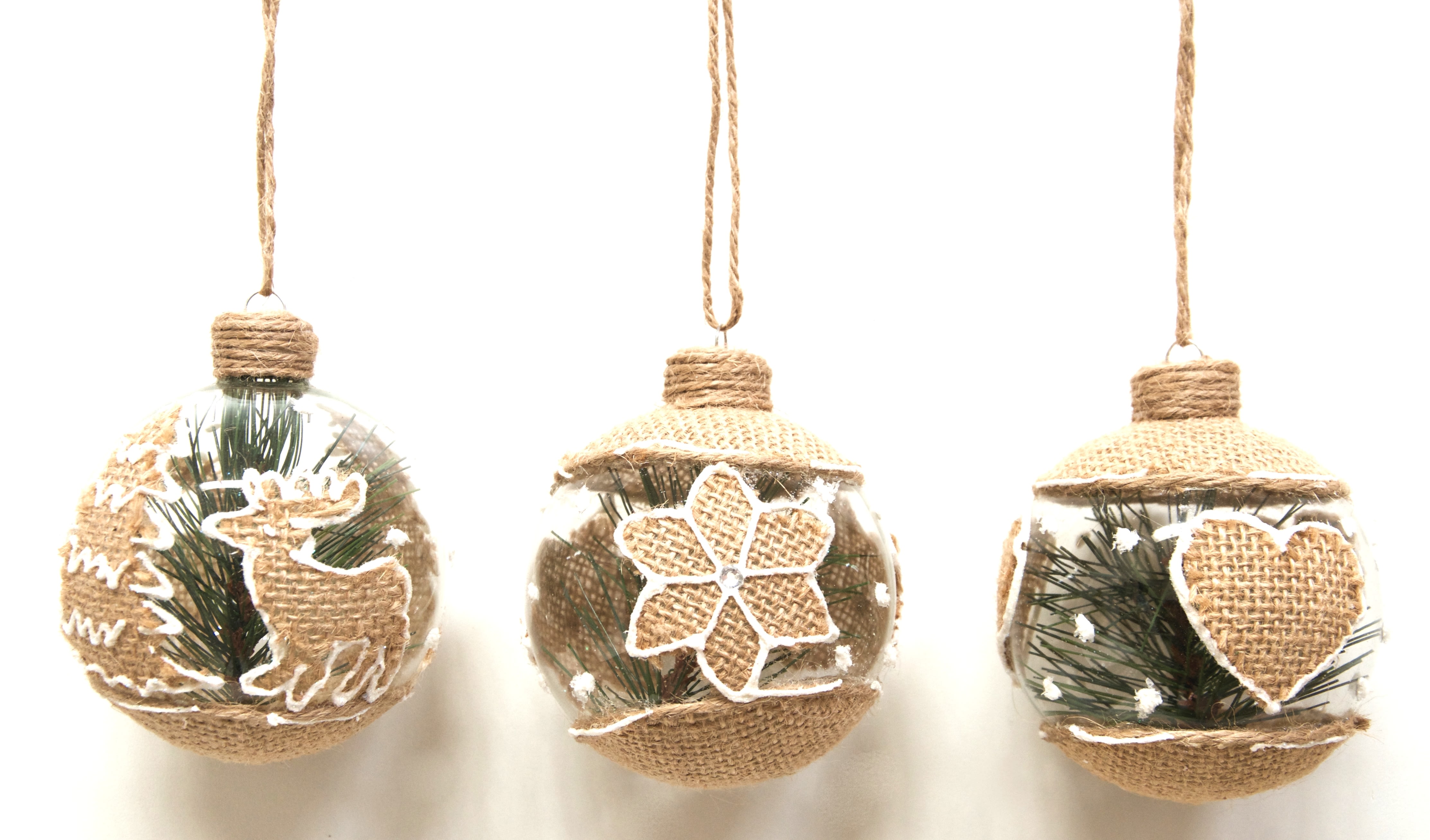 GIOCOPLAST NATALE - SFERA VETRO D.80 DECORO JUTA - 3 ASS