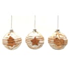 GIOCOPLAST NATALE - SFERA VETRO D.80 DECORO SUGHERO RILIEVO - 3 ASS