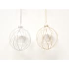 GIOCOPLAST NATALE - SFERA VETRO D.80 TRASPARENTE DECORO GLITTER - 2 ASS