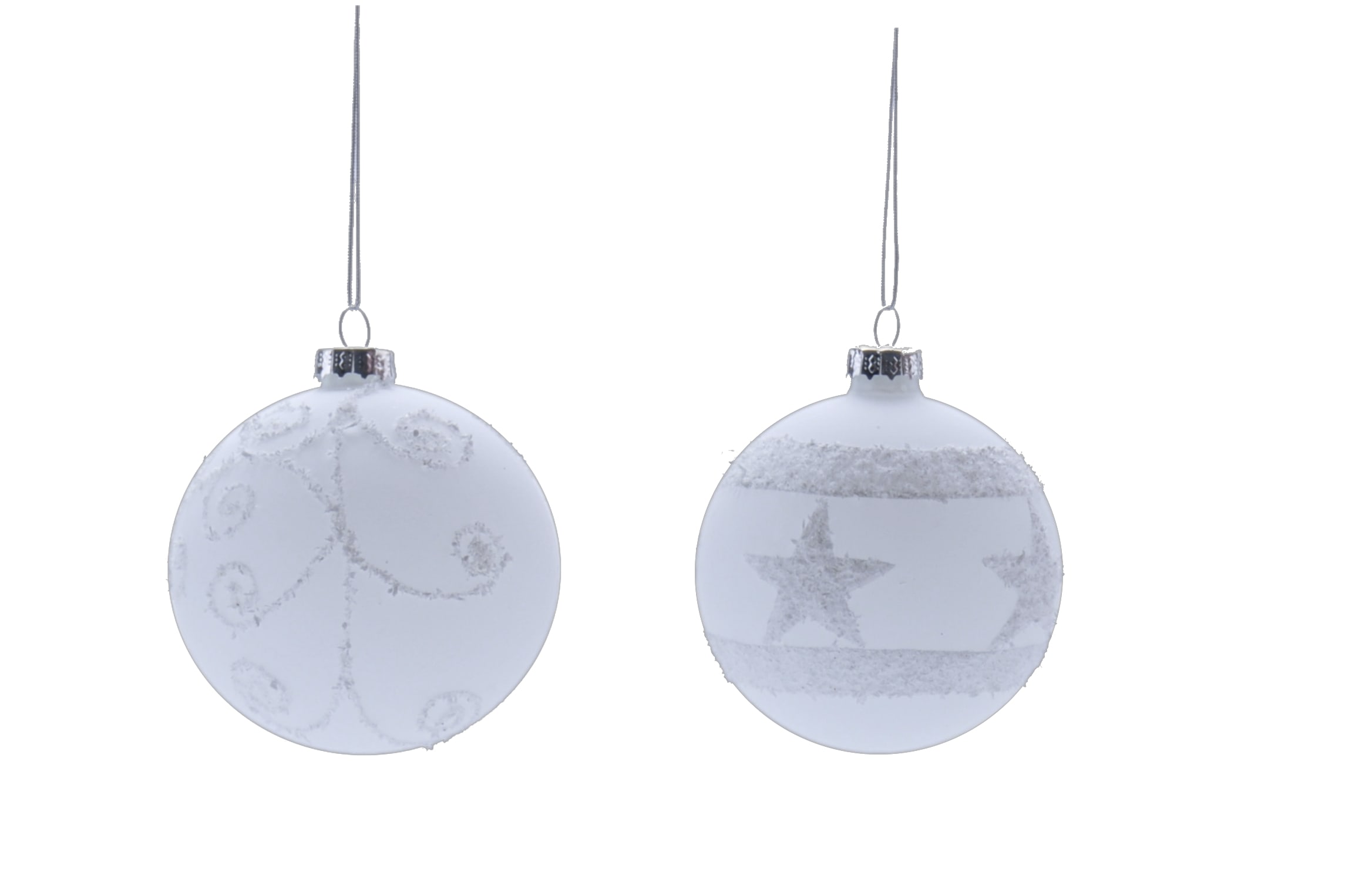 GIOCOPLAST NATALE - SFERA VETRO D.80 BIANCO FROST - 2 DEC. ASS