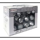 GIOCOPLAST NATALE - VALUE PACK 26 SFERE VETRO ARGENTO MET-MATT-GLITTER D.50/55/65MM ASS.