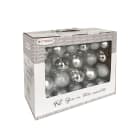 GIOCOPLAST NATALE - VALUE PACK 42 SFERE VETRO ARGENTO MET-MATT-GLITTER D.50/55/65MM ASS.