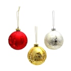 GIOCOPLAST NATALE - SFERA VETRO D.80 MM DECORO PAESAGGIO RILIEVO, 3 COL. ASS.