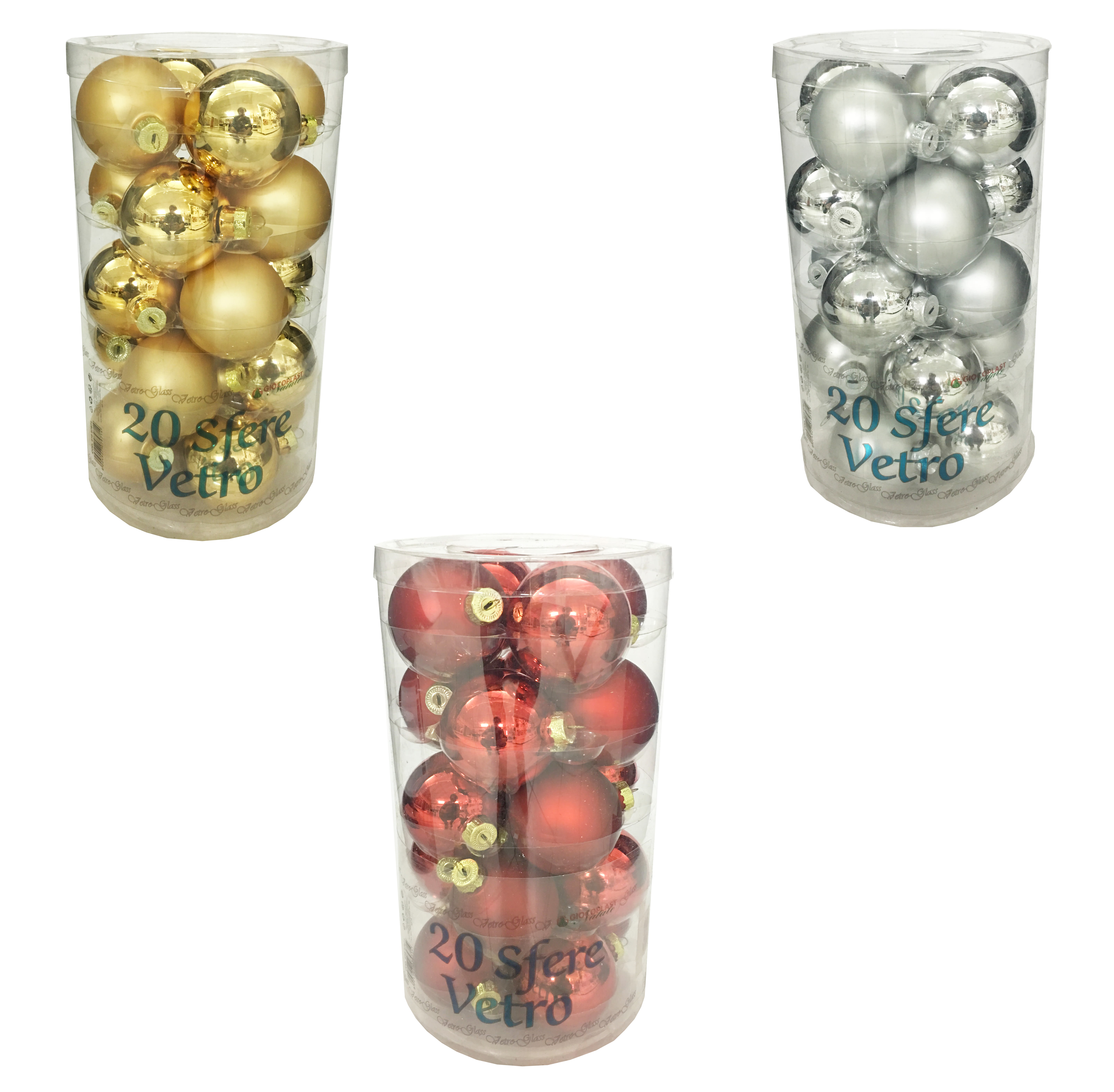 GIOCOPLAST NATALE - CILINDRO 20 SFERE VETRO D.60 MM MET/MATT COL. ASS.
