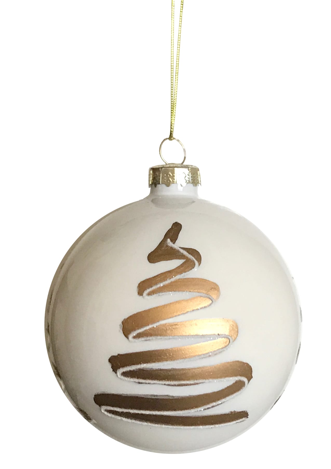GIOCOPLAST NATALE - SFERA VETRO PERLATA D.80 MM CON DECORO ALBERO GOLD