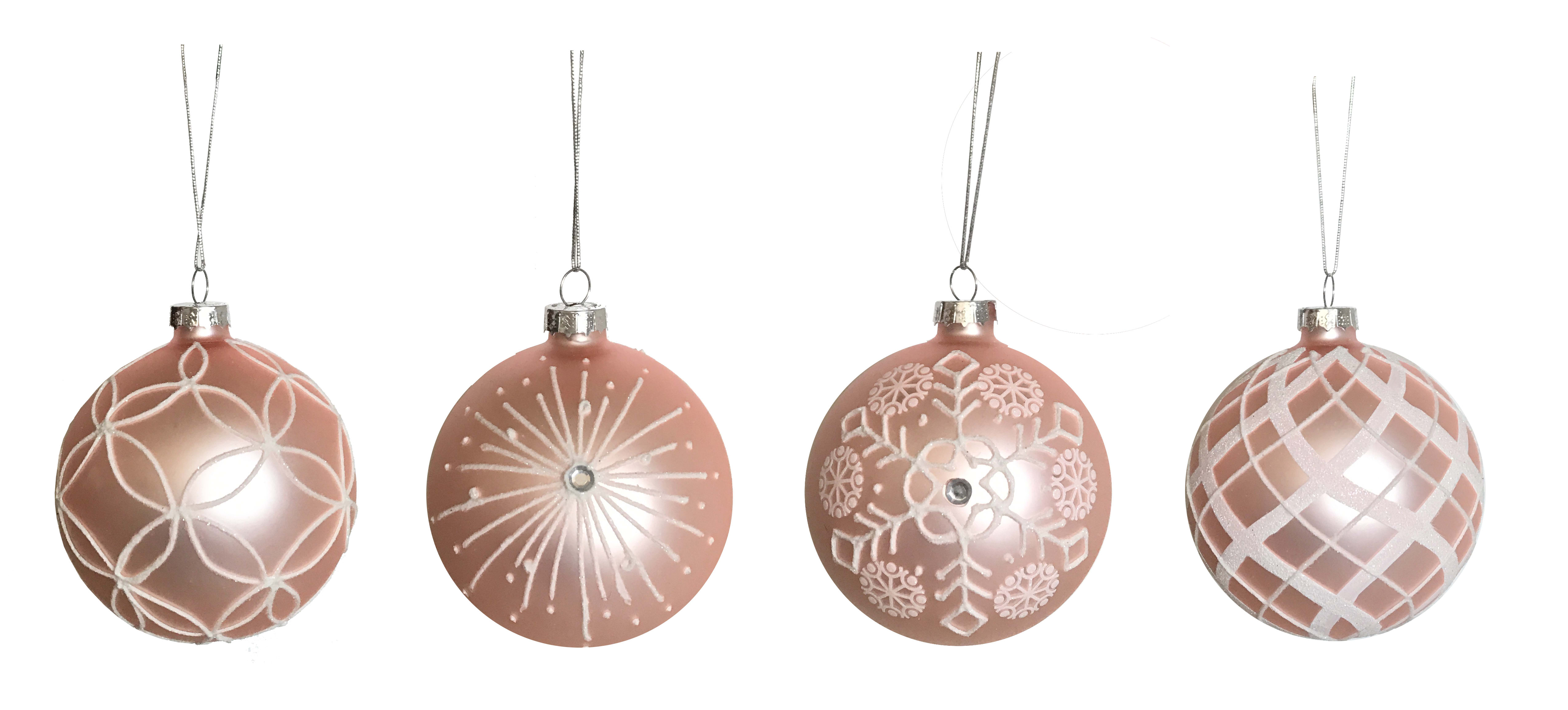 GIOCOPLAST NATALE - SFERA VETRO D.80 ROSA CON DECORI ASS.