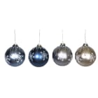 GIOCOPLAST NATALE - SFERA VETRO D.80 ELEGANCE DECORO FIOCCO, COL. ASS.