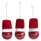 GIOCOPLAST NATALE - MINI SFERA VETRO ROSSA D. 40 MM CON SCRITTA E CAPPELLINO, MOD. ASS.