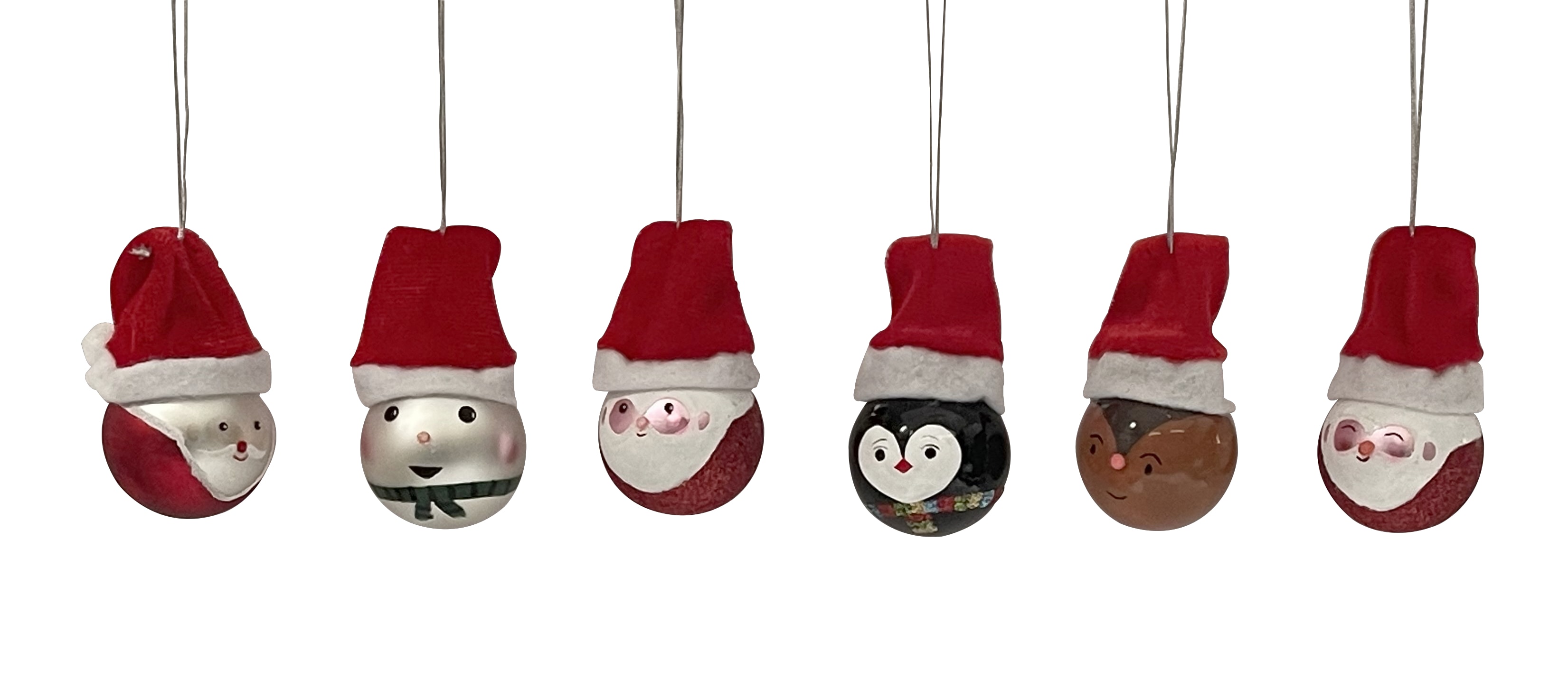 GIOCOPLAST NATALE - MINI SOGGETTO VETRO DECORATO D. 40 MM CON CAPPELLINO, MOD. ASS.