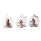 GIOCOPLAST NATALE - SFERA VETRO CON ANGELO ROSA D. 80MM, MOD. ASS.