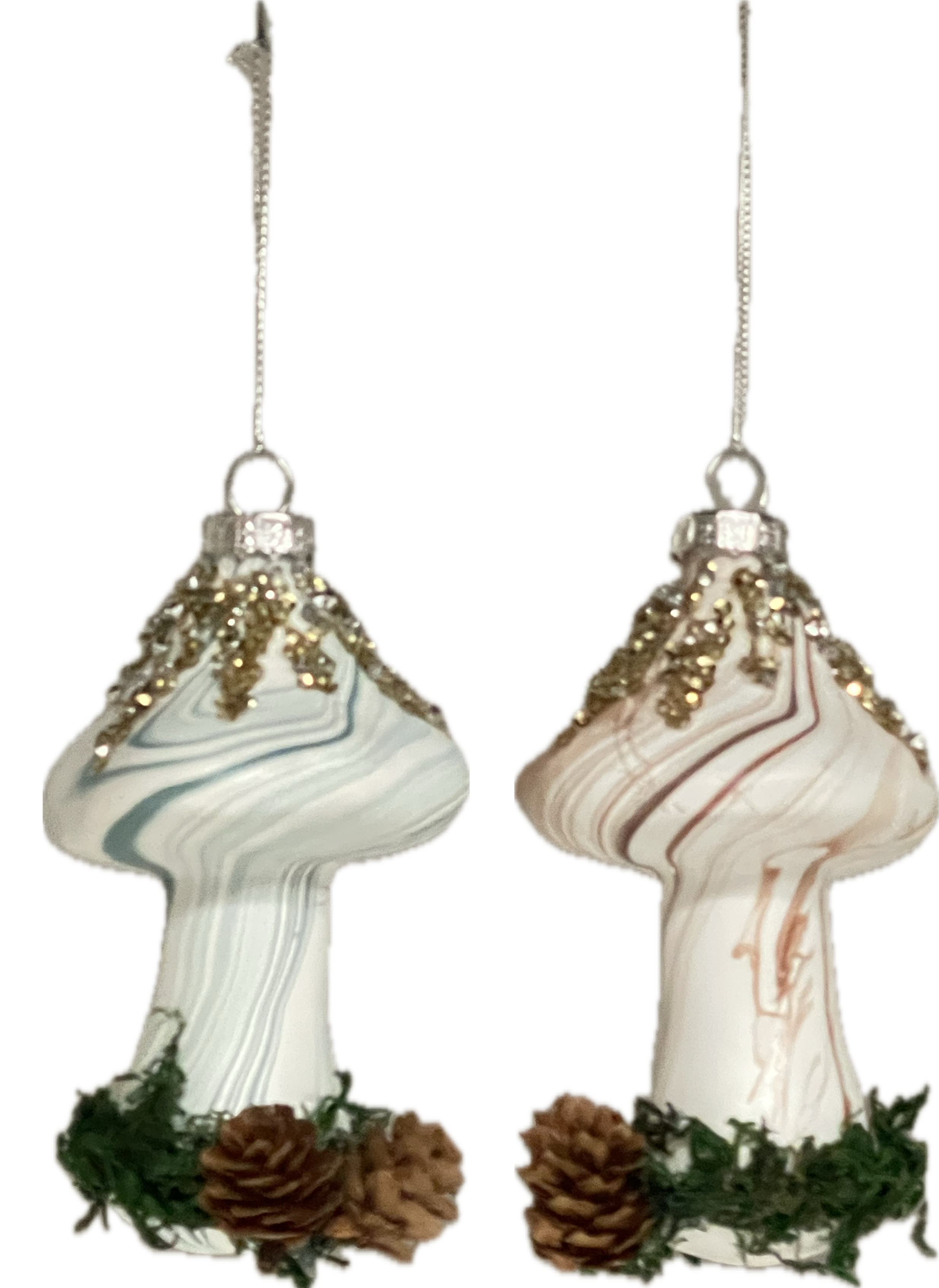 GIOCOPLAST NATALE - FUNGHETTO VETRO 12 CM DECORATO CON PIGNE, COL.ASS.