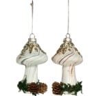 GIOCOPLAST NATALE - FUNGHETTO VETRO 12 CM DECORATO CON PIGNE, COL.ASS.