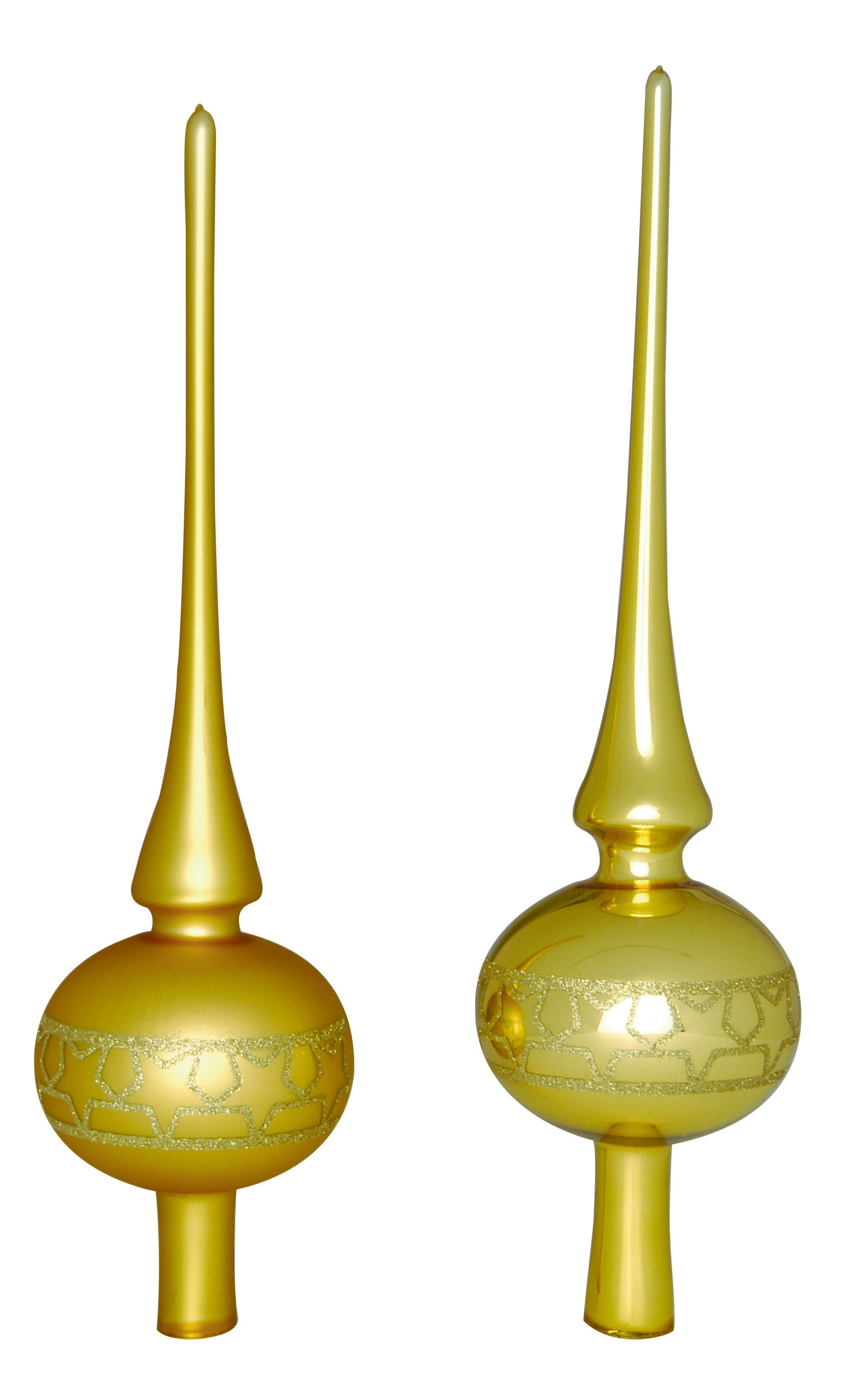 GIOCOPLAST NATALE - PUNTALE VETRO DEC. MATT/SHINY GOLD H.30CM. IN SCAT. VETRINA