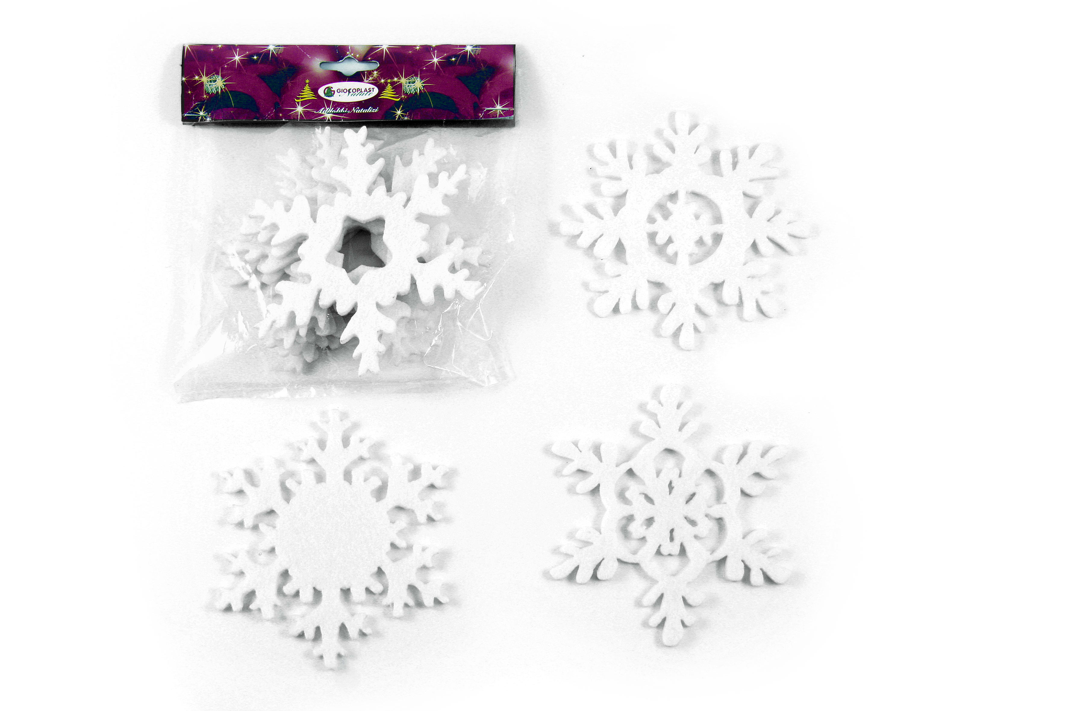 GIOCOPLAST NATALE - 6 FIOCCHI NEVE OVATTATI IN FELTRO CM.14, 4 MOD. ASS.