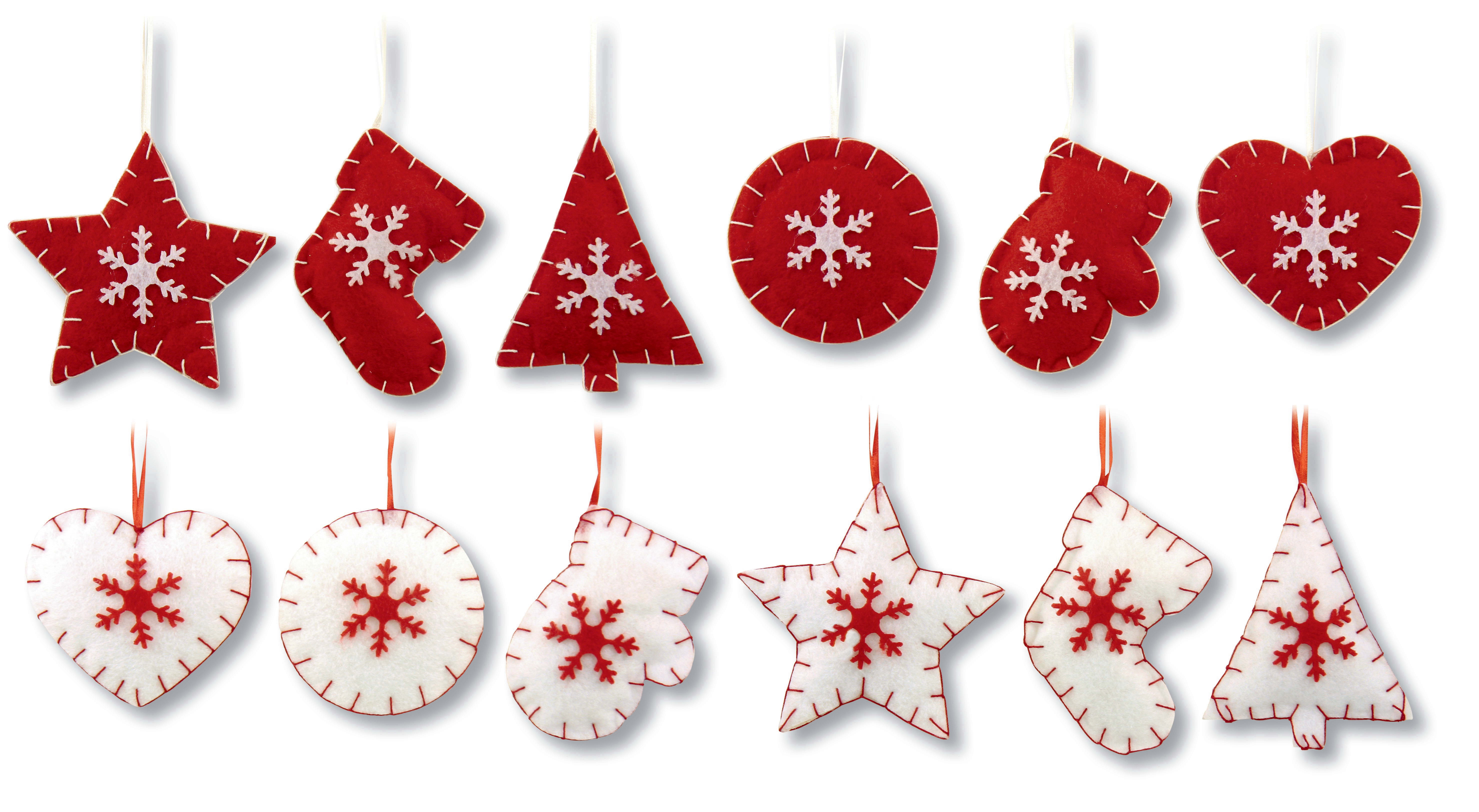GIOCOPLAST NATALE - ADDOBBO STOFFA BIANCO-ROSSO, CM.10, DEC. RILIEVO, 12 ASS.