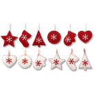 GIOCOPLAST NATALE - ADDOBBO STOFFA BIANCO-ROSSO, CM.10, DEC. RILIEVO, 12 ASS.