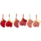 GIOCOPLAST NATALE - ADDOBBO CALZINE E GUANTINI IN LANA BIANCHI-ROSSI, CM.10, 6 ASS.