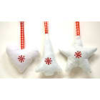 GIOCOPLAST NATALE - ADDOBBO STOFFA BIANCO, 3 ASS 11 CM