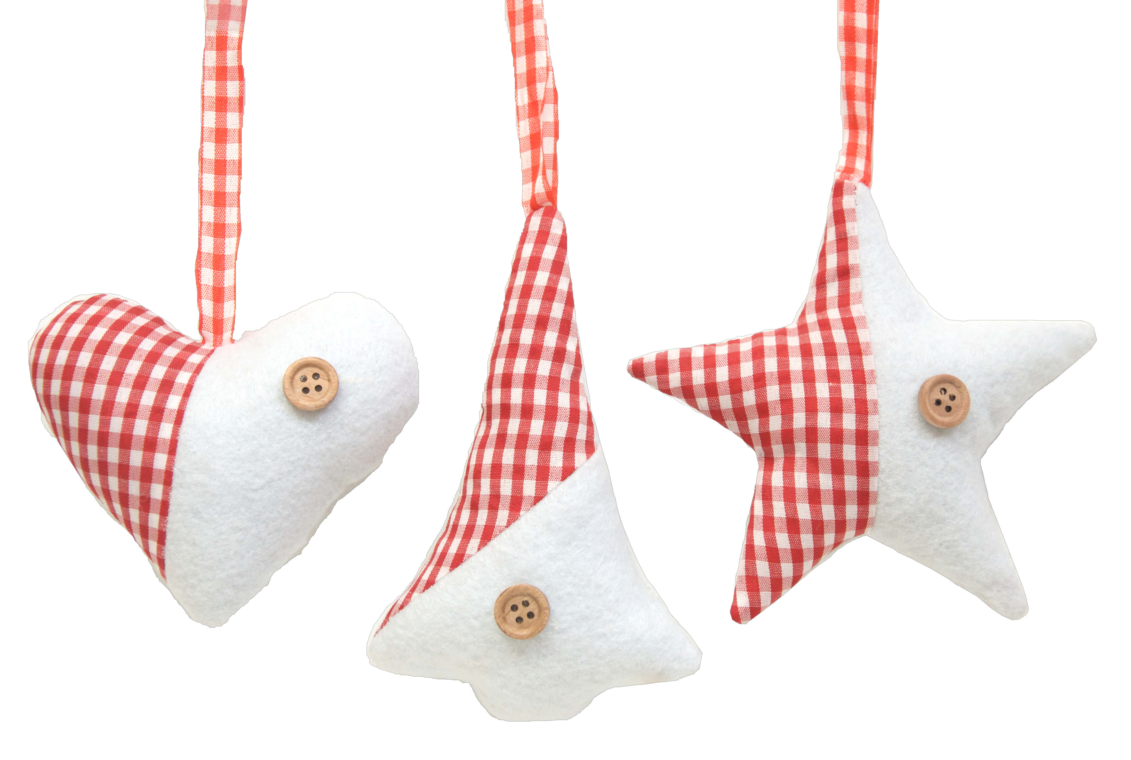 GIOCOPLAST NATALE - ADDOBBO STOFFA BIANCO-ROSSO, 3 ASS 11 CM