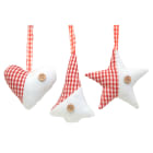 GIOCOPLAST NATALE - ADDOBBO STOFFA BIANCO-ROSSO, 3 ASS 11 CM