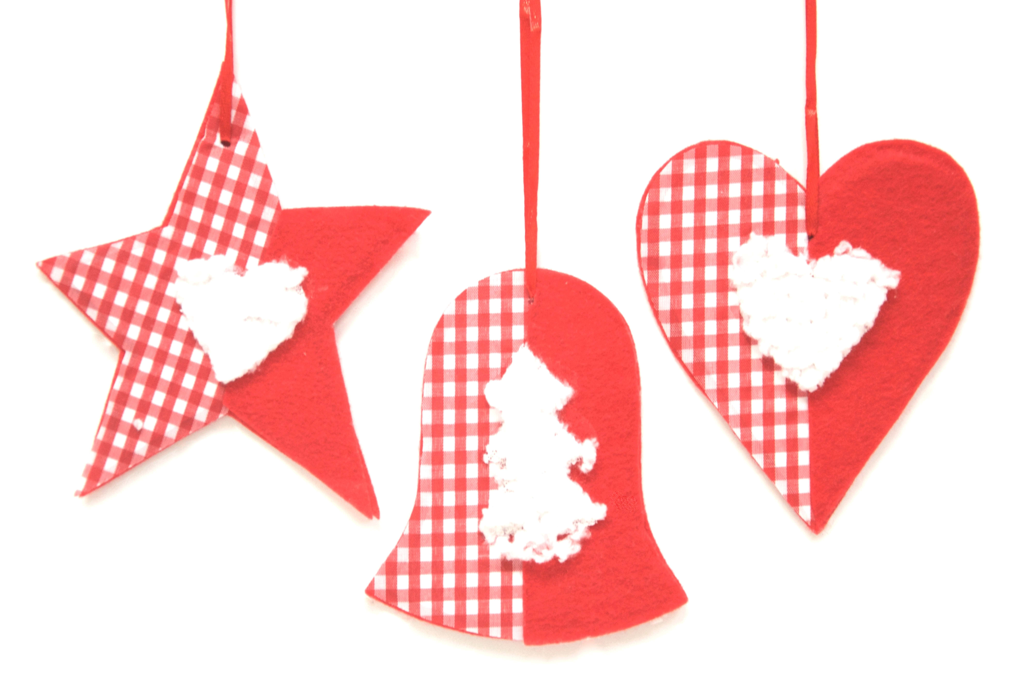 GIOCOPLAST NATALE - ADDOBBO STOFFA BIANCO-ROSSO, 3 ASS 11 CM