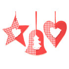 GIOCOPLAST NATALE - ADDOBBO STOFFA BIANCO-ROSSO, 3 ASS 11 CM