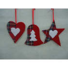 GIOCOPLAST NATALE - ADDOBBO STOFFA ROSSO-SCOZZESE, 3 ASS11 CM