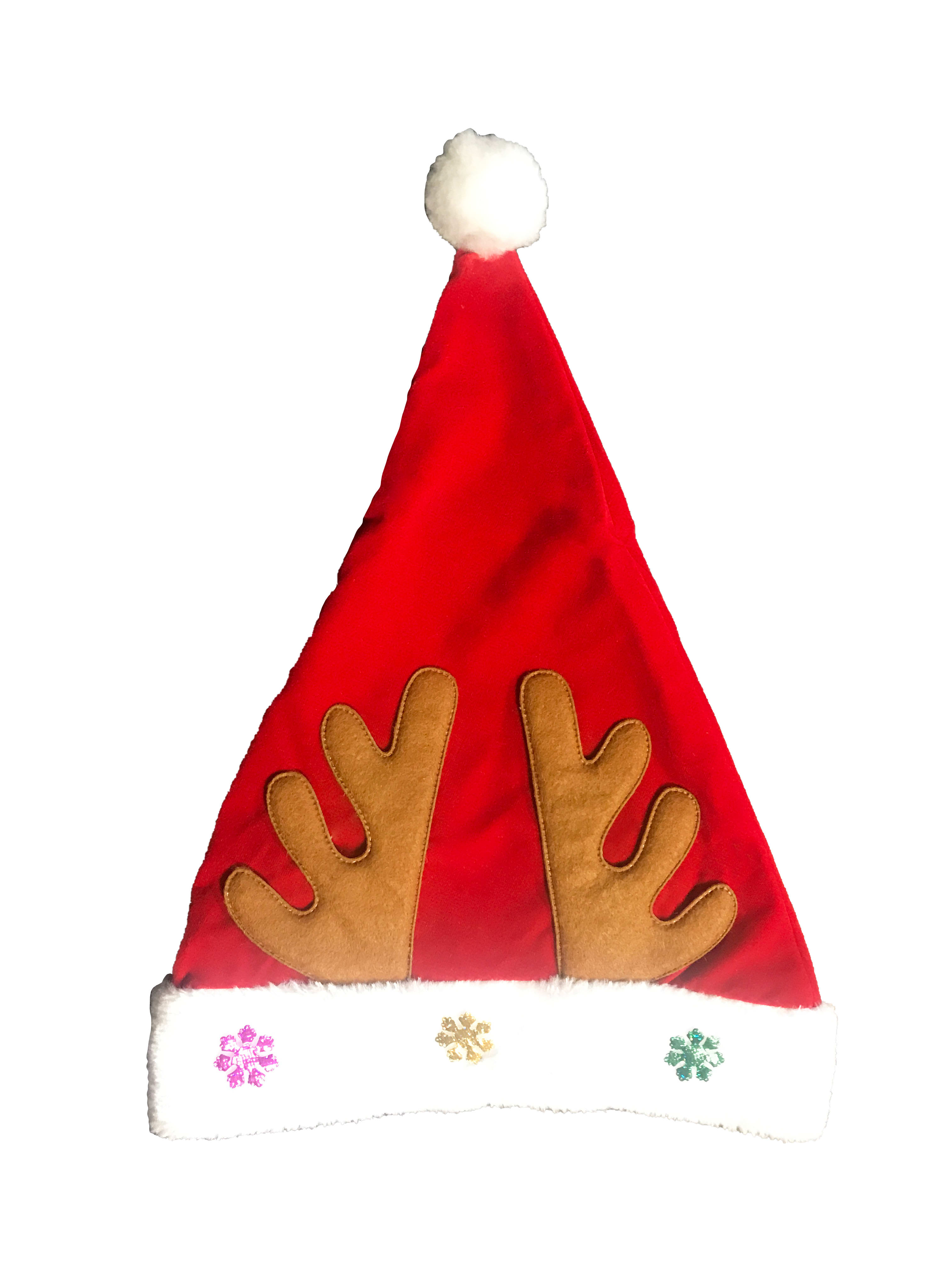 GIOCOPLAST NATALE - CAPPELLO BABBO PELUCHE CON DECORO CORNA RENNA