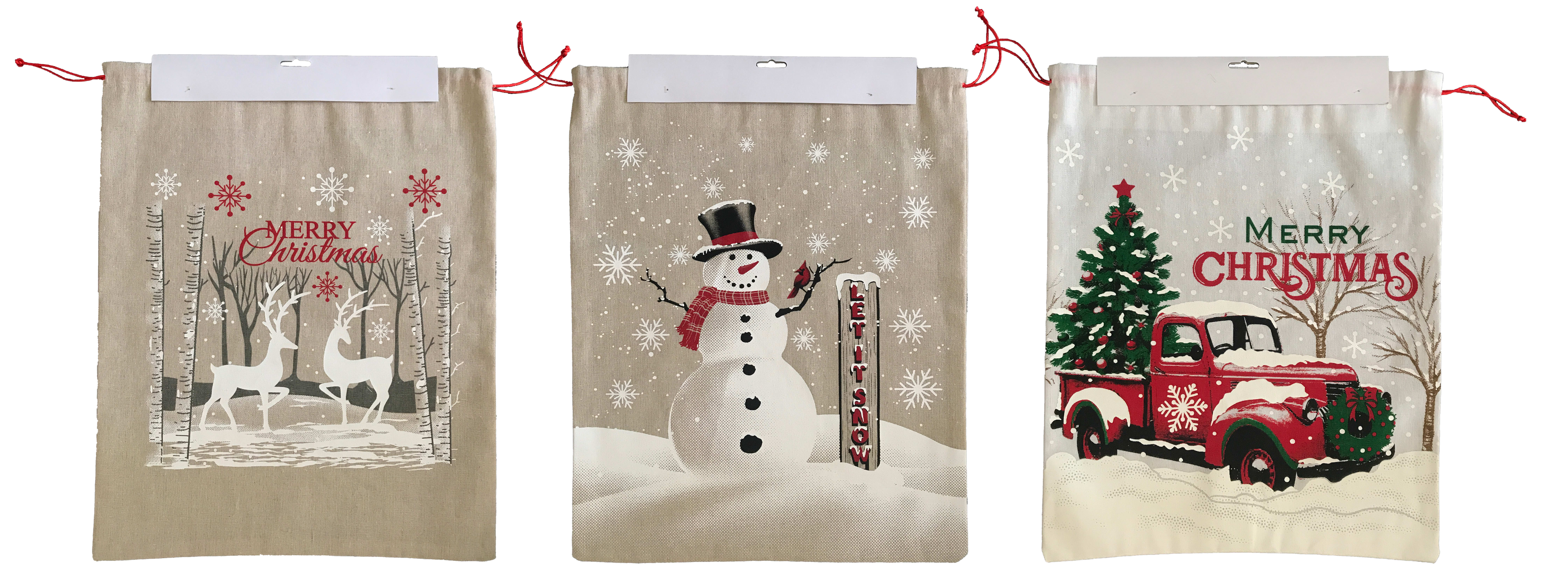 GIOCOPLAST NATALE - SACCO DONI TESSUTO DECORATO 50CM, MOD.ASS.