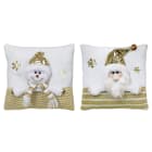 GIOCOPLAST NATALE - CUSCINO PREMIUM BIANCO/ORO CM.33 IN STOFFA CON DECORO SOFT, MOD. ASS.