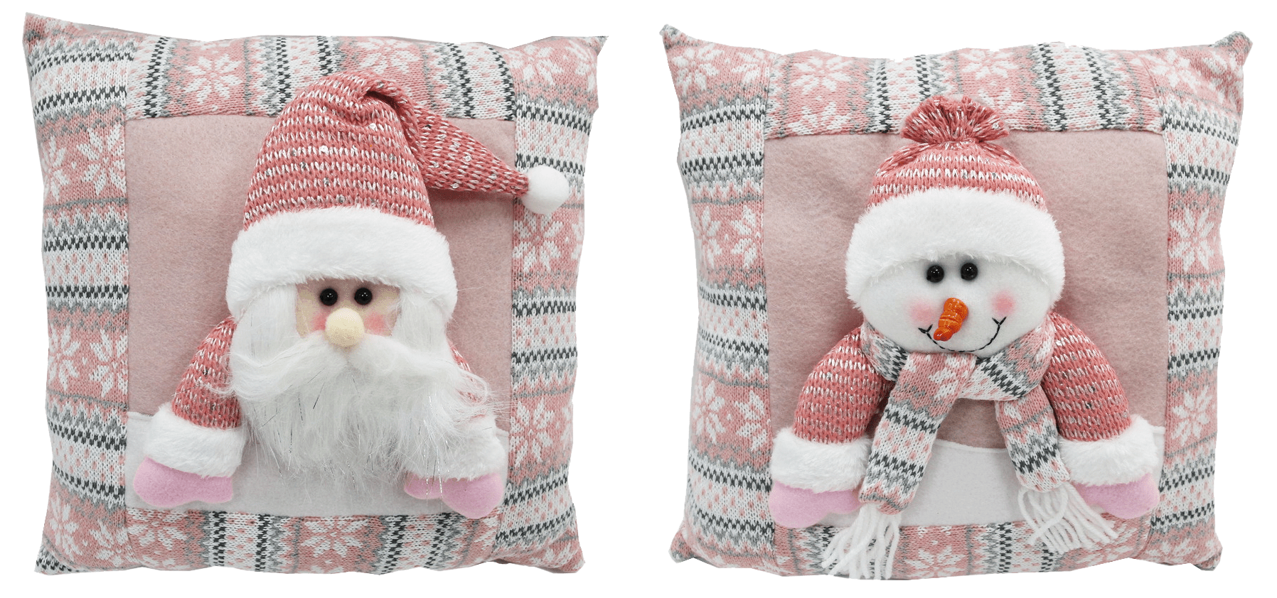 GIOCOPLAST NATALE - CUSCINO PREMIUM ROSA CM.33 IN STOFFA CON DECORO SOFT, MOD. ASS.