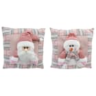 GIOCOPLAST NATALE - CUSCINO PREMIUM ROSA CM.33 IN STOFFA CON DECORO SOFT, MOD. ASS.