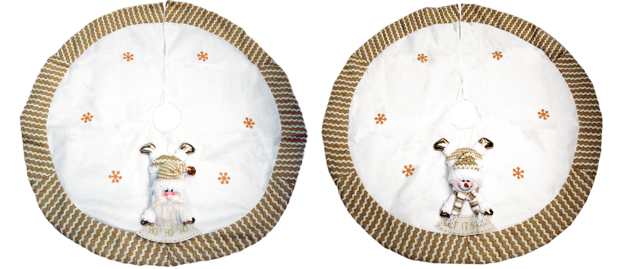 GIOCOPLAST NATALE - COPRIPIEDE PREMIUM BIANCO/ORO CM.105 IN STOFFA CON DECORO SOFT, MOD. ASS.