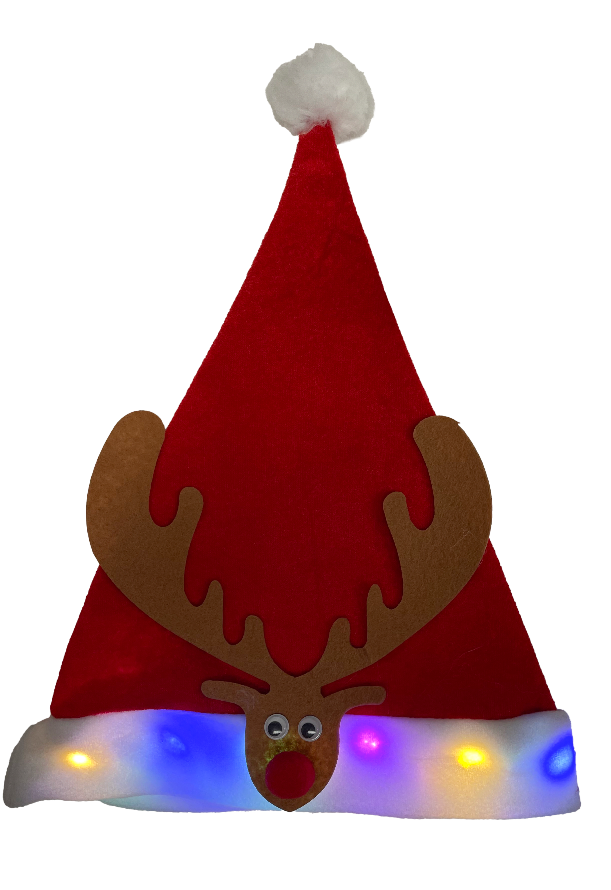 GIOCOPLAST NATALE - CAPPELLO BABBO DECORATO CON RENNA E LUCI A BATTERIA