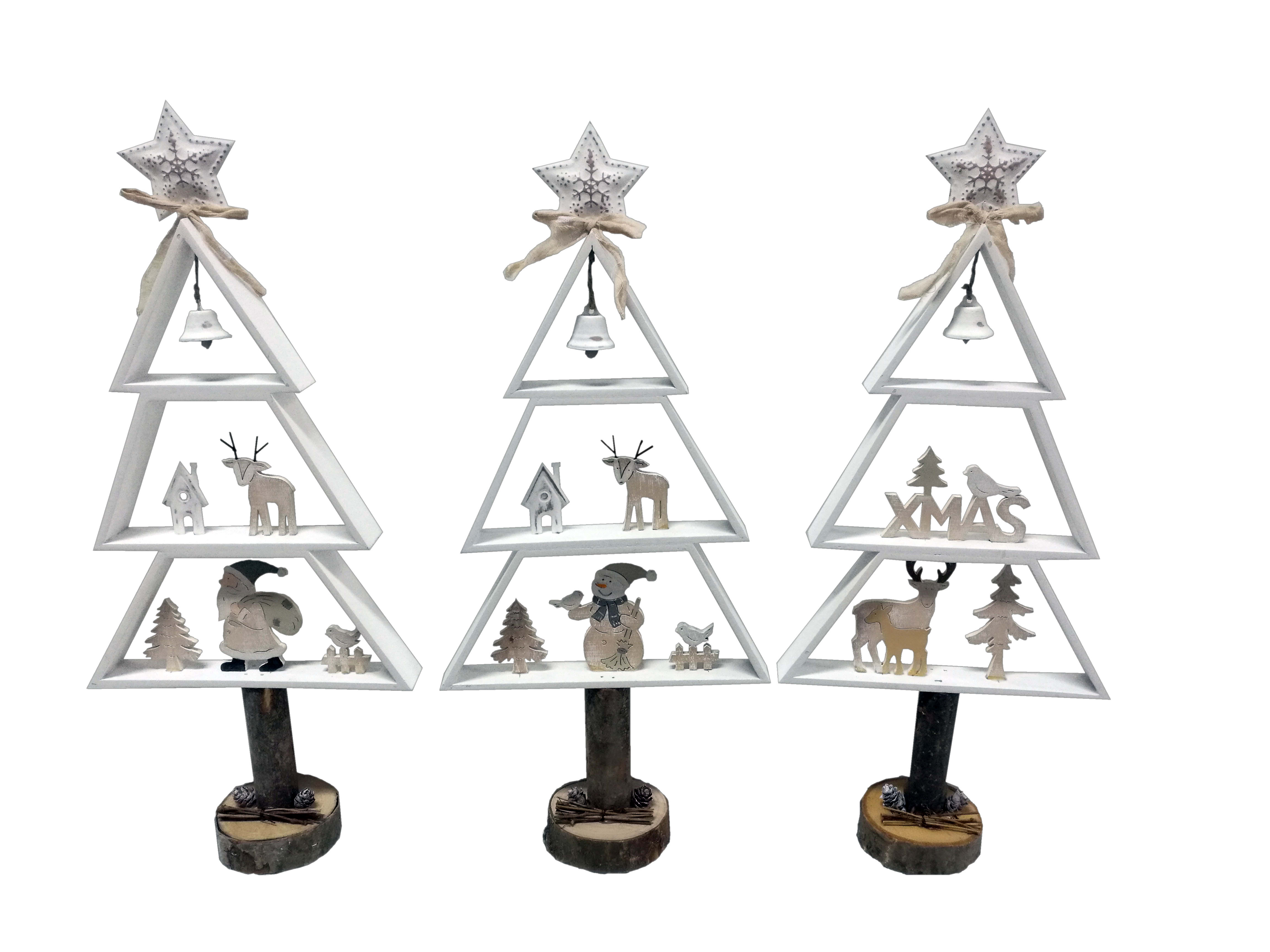 GIOCOPLAST NATALE - ALBERO LEGNO BIANCO CON PERSONAGGI H50 CM -3 MOD. ASS.