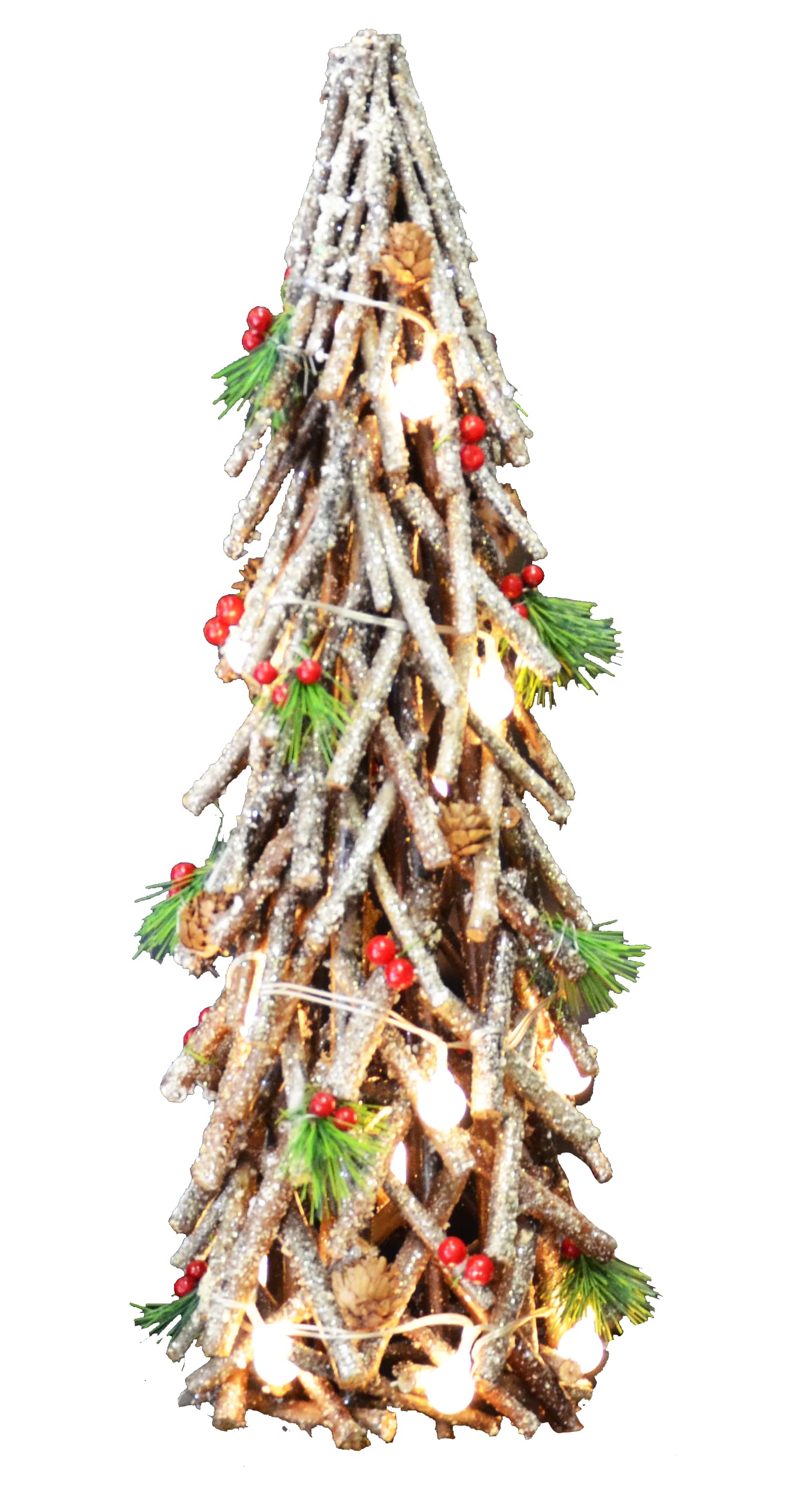 GIOCOPLAST NATALE - ALBERINO LEGNO INTRECCIATO 60 CM DECORATO E INNEVATO CON LUCI LED A BATTERIA