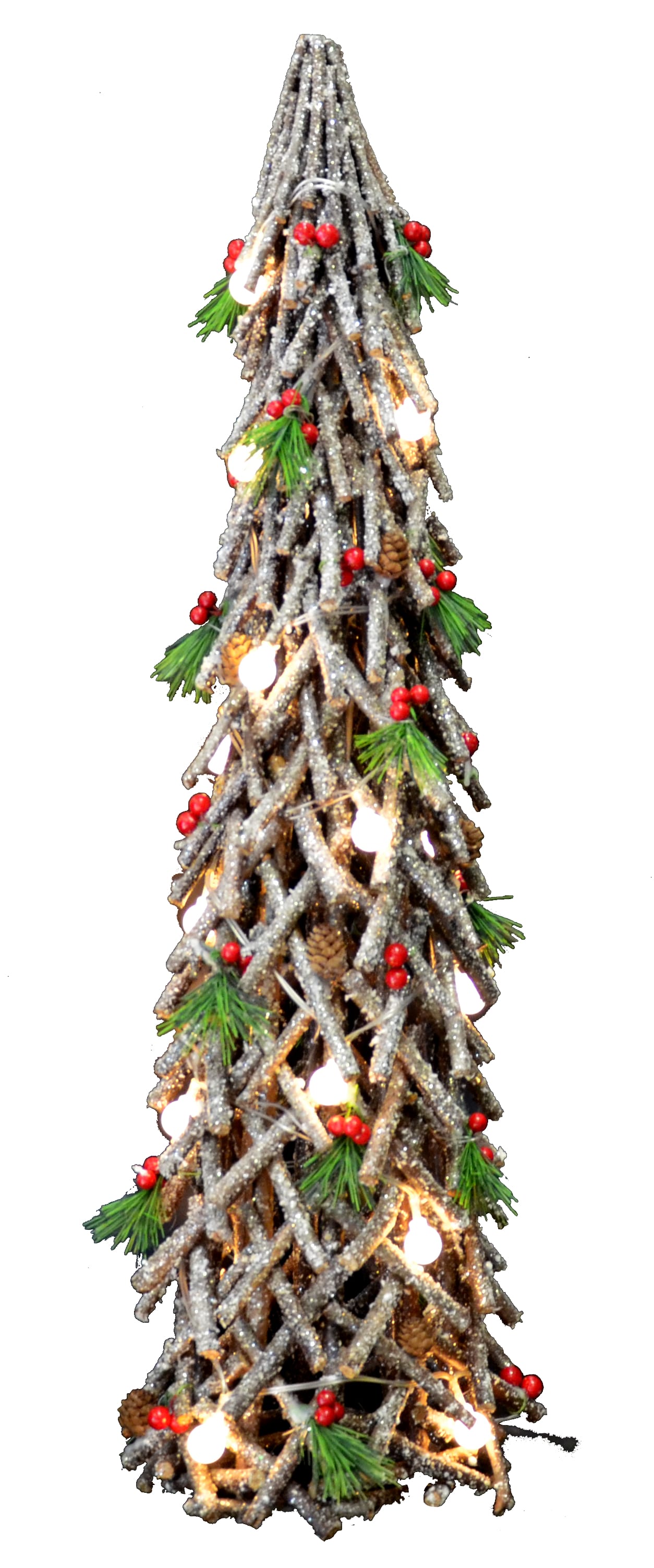 GIOCOPLAST NATALE - ALBERINO LEGNO INTRECCIATO 80 CM DECORATO E INNEVATO CON LUCI LED A BATTERIA