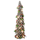 GIOCOPLAST NATALE - ALBERINO LEGNO INTRECCIATO 80 CM DECORATO E INNEVATO CON LUCI LED A BATTERIA