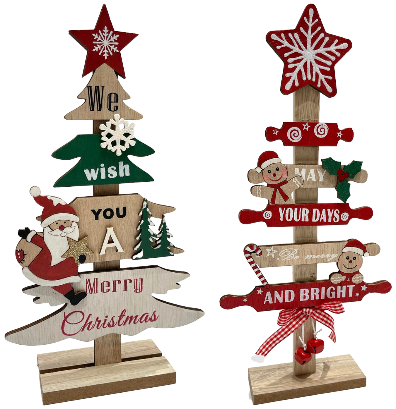 GIOCOPLAST NATALE - ALBERINO DECORATO CON GINGERBREAD IN LEGNO, 30 CM, MOD. ASS.
