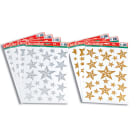 GIOCOPLAST NATALE - VETROFANIE STELLE GLITTERATE ORO E ARG. CM.22X32, 8 ASS.