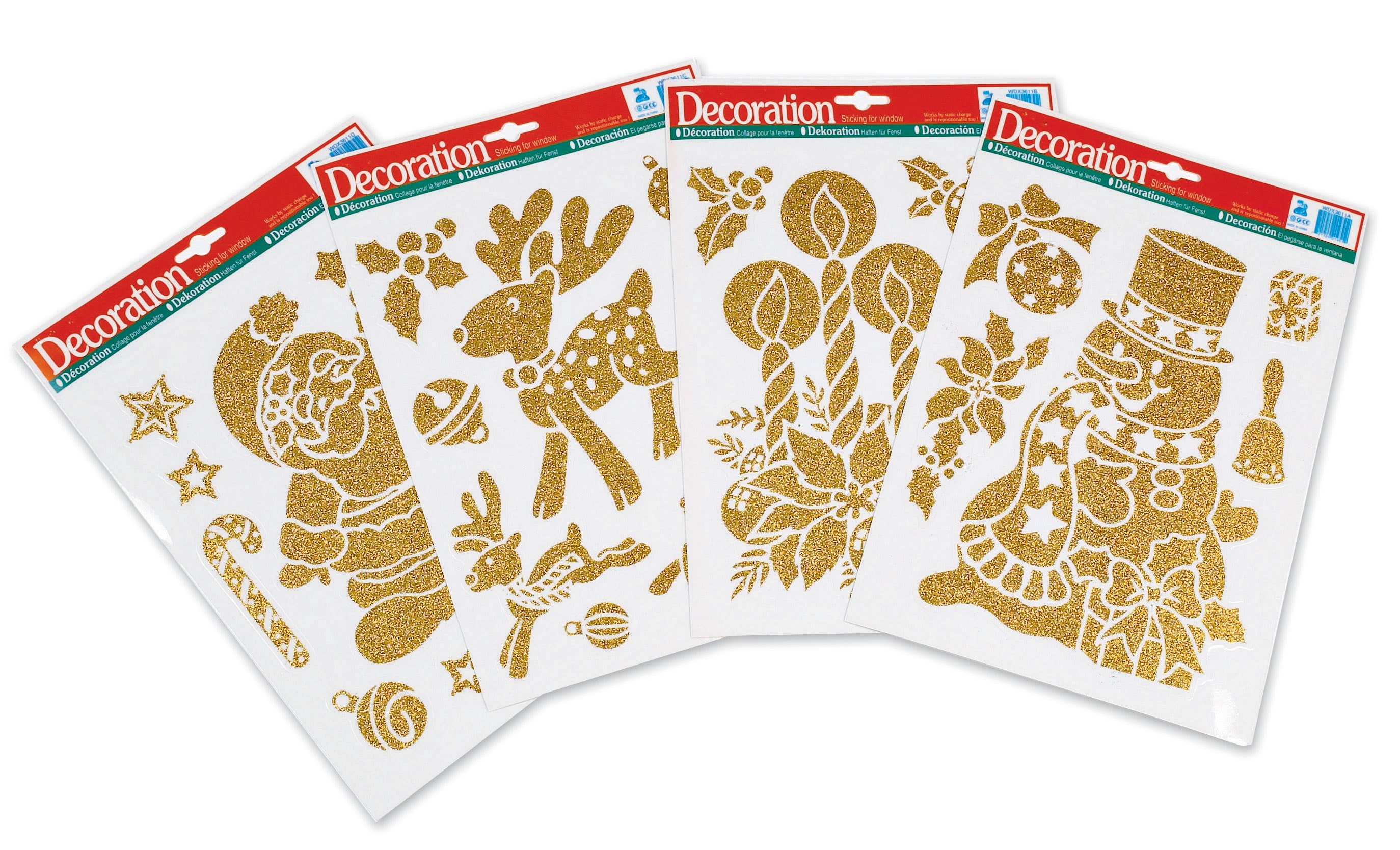 GIOCOPLAST NATALE - STICKERS GLITTERATI ORO CM.22X32, 4 ASS.